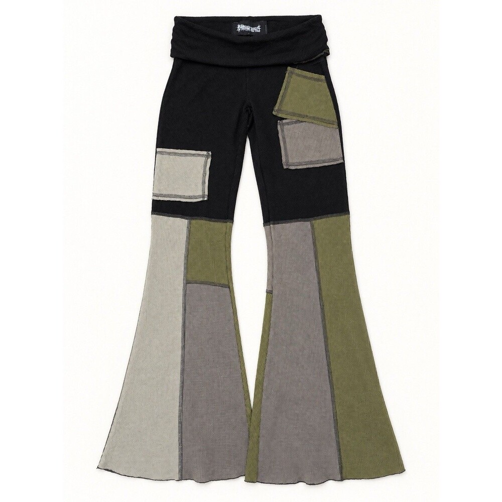 Darker Wavs Chord Thermal Patchwork Flare Pants S Dolls Kill Goth